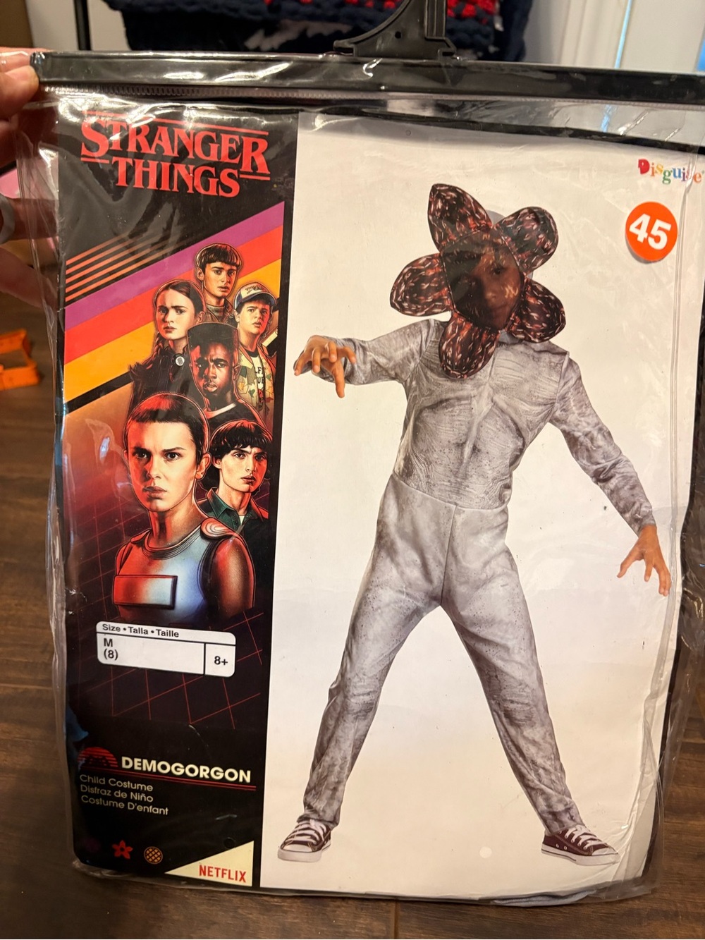 Demogorgon Kids Costume - Gray with Floral Head - size 8- New Stranger Things